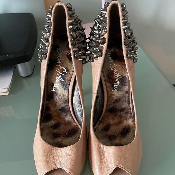 Sam Edelman Lorissa Peep Toe Pumps Nude 8.5 - Picture 3 of 6